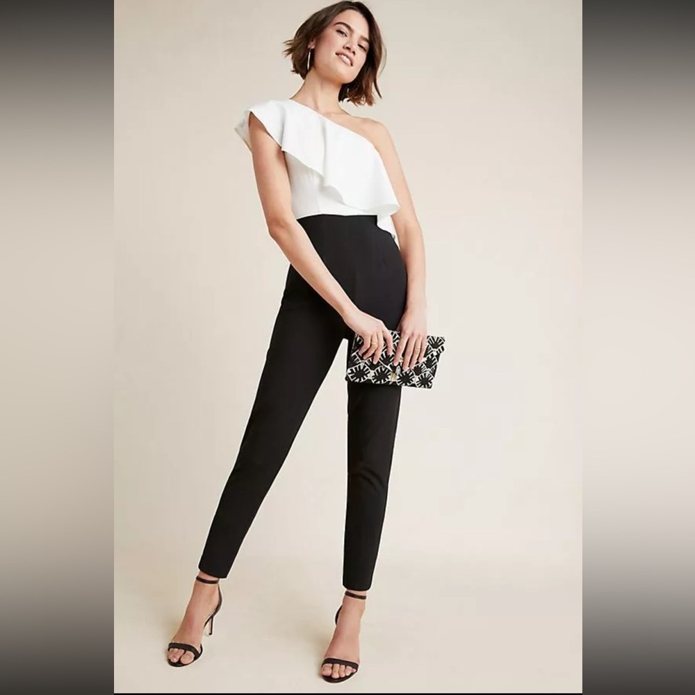 NWT Anthropologie black and white jumpsuit size 12